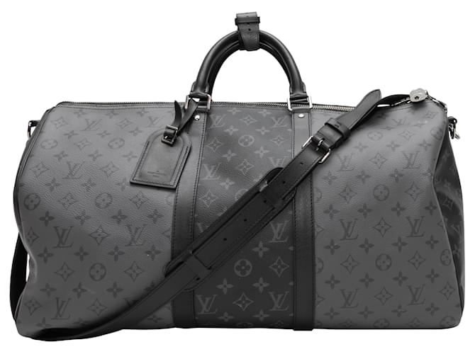 Keepall negro y gris con logotipo de Louis Vuitton 50 Cuero  ref.1283658