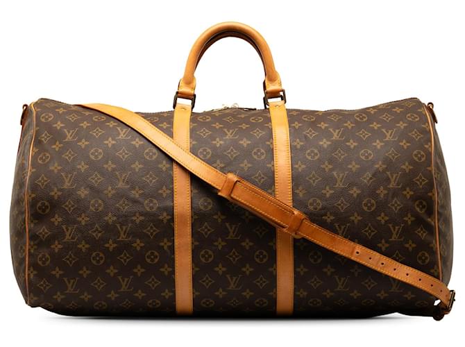 Bandouliere Keepall con monograma de Louis Vuitton marrón 60 Bolsa de viaje Castaño Cuero  ref.1283688