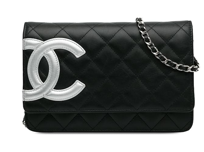 Portafoglio nero Chanel Cambon Ligne su borsa a tracolla a catena Pelle  ref.1283694