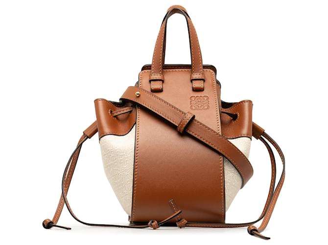 Brown Loewe Mini Leather and Canvas Hammock Bag Satchel  ref.1283716