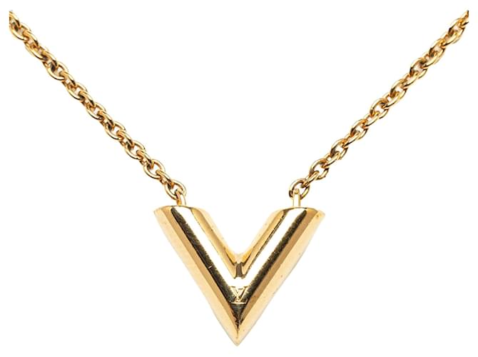 Gold Louis Vuitton Essential V Necklace Golden Yellow gold  ref.1283721