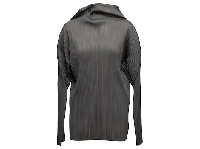 Gris Issey Miyake Manches longues Plisse Top Taille US M Synthétique  ref.1283735