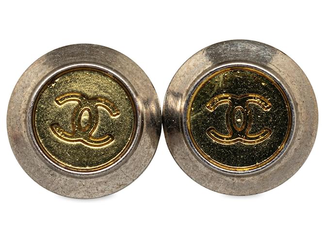Goldene Chanel CC-Ohrringe mit Druckverschluss  Vergoldet  ref.1283760