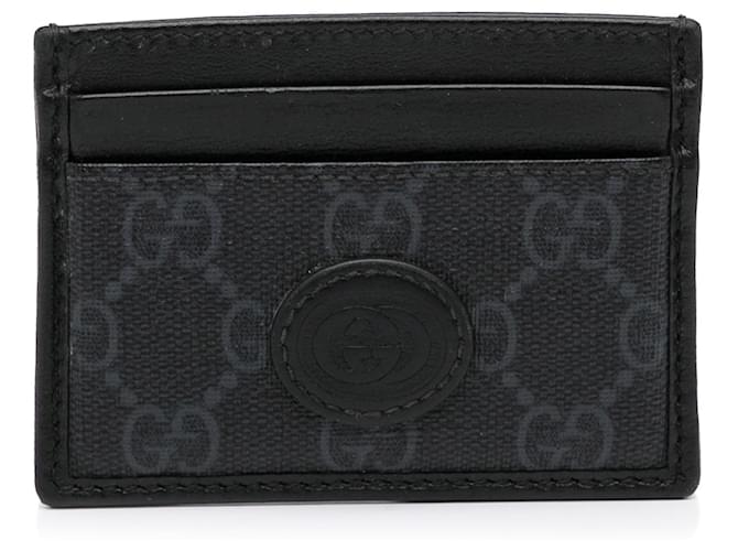 Black Gucci GG Supreme Card Case Cloth  ref.1283766