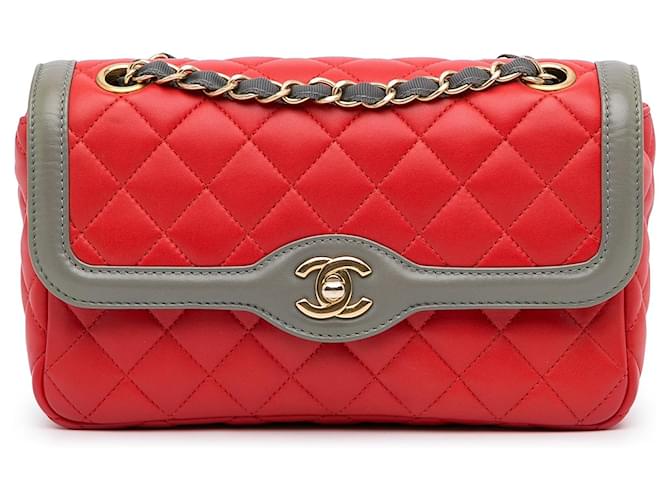 Rote zweifarbige Chanel Day Flap Bag Leder  ref.1283772