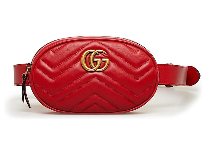 Red Gucci GG Marmont Matelasse Belt Bag Leather  ref.1283773