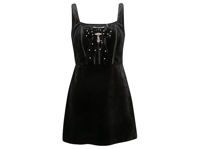 Black LoveShackFancy Velvet Bow Mini Dress Size US 6  ref.1283784