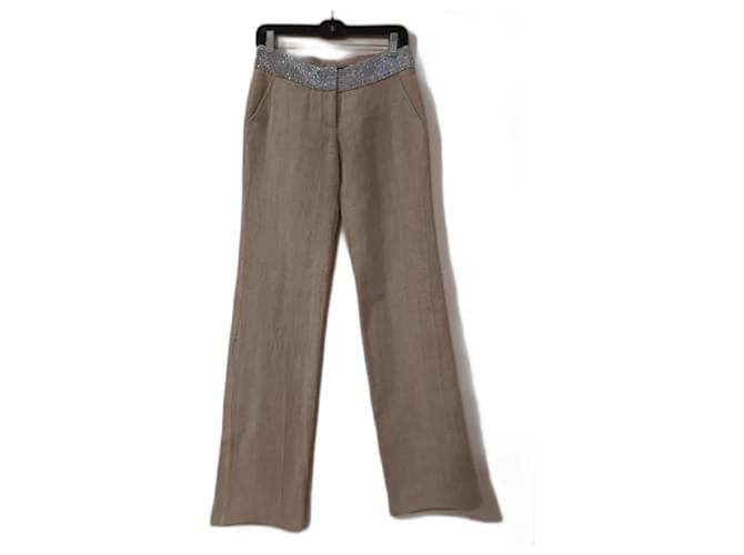 Dolce & Gabbana Pantalones, leggings Beige Lino  ref.1283827