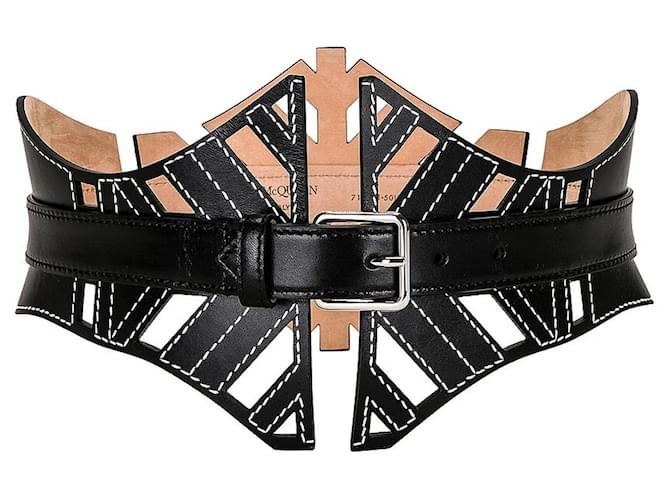 Alexander McQueen Cut-Out Corset Belt Black Leather  ref.1283837