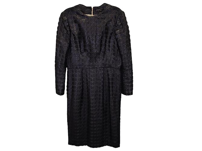 Giambattista Valli Lace Print Midi Dress in Black Viscose Cellulose fibre  ref.1283889