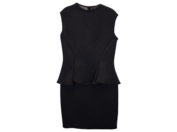 LANVIN 2014 Schößchenkleid aus grauem Polyamid Braun