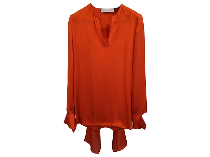 Stella Mc Cartney Stella McCartney Pussybow-Bluse aus orangefarbener Seide