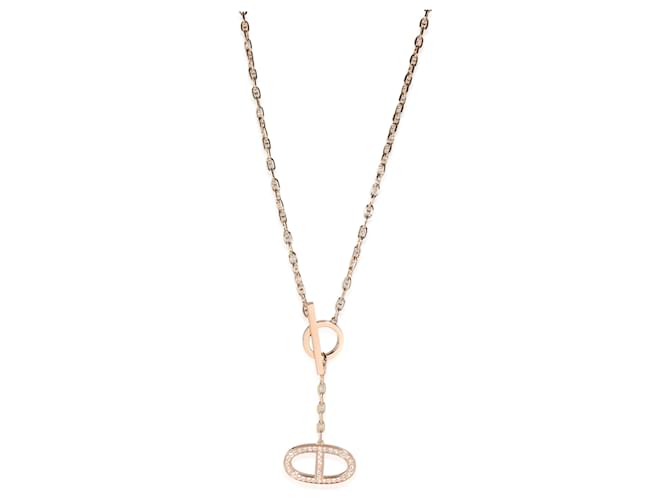 Collana Hermès Chaine d'ancre alla moda in 18k Rose Gold 0.3 ctw Metallico Metallo Oro rosa  ref.1283905