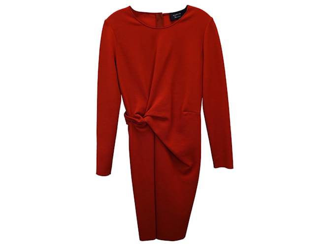 Lanvin Jersey Twist Dress in Orange Wool  ref.1284017