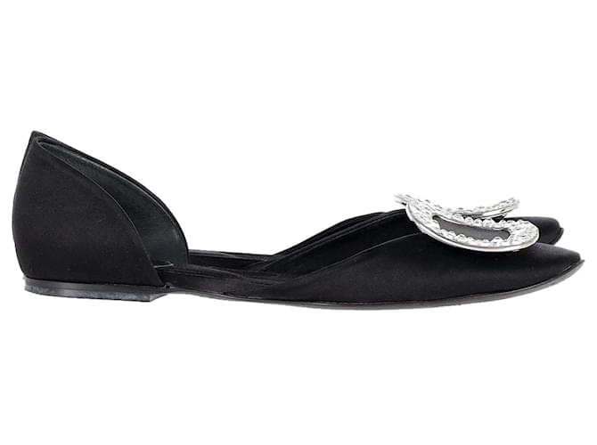 Zapatos planos con adornos Chips Prism de Roger Vivier en satén negro  ref.1284024