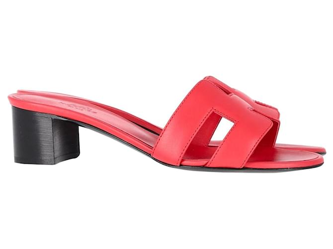 Hermès Hermes Oasis Slide Sandals in Red Leather   ref.1284027
