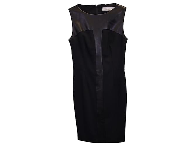 Yves Saint Laurent Midi Dress in Black Leather  ref.1284050