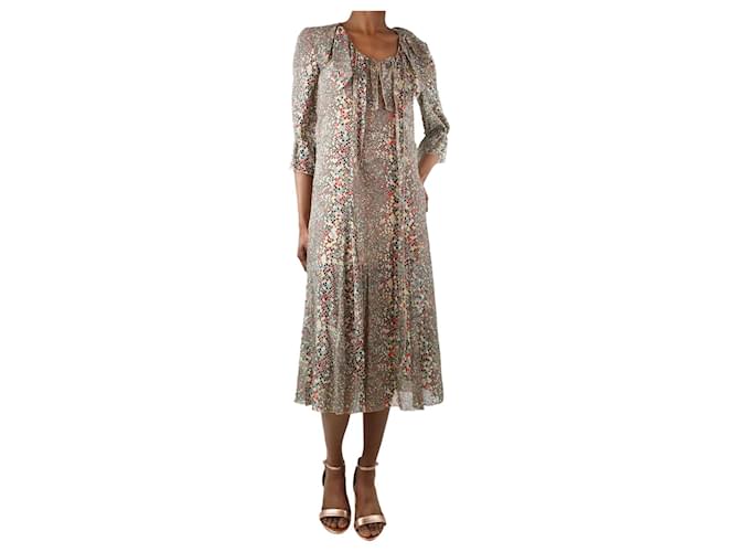See by Chloé Multicolour printed neck-tie dress - size UK 6 Multiple colors Cotton  ref.1284076