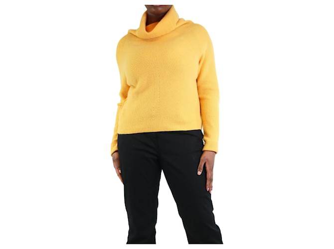 Eric Bompard Yellow ribbed high-neck jumper - size L Cashmere  ref.1284085
