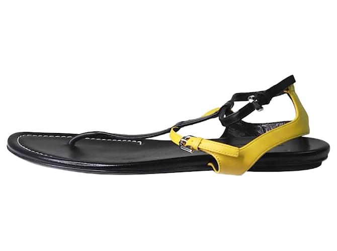 Ralph Lauren Black double-fastening leather flat sandals - size EU 39.5  ref.1284086