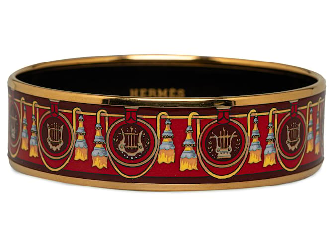Hermès Bracciale rigido smaltato rosso Hermes Metallo Placcato in oro  ref.1284104