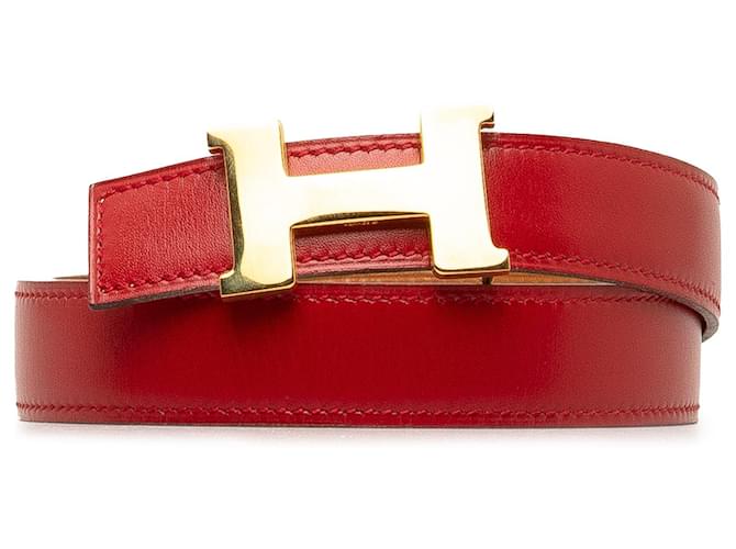 Hermès Cintura reversibile Hermes Constance rossa Rosso Pelle Vitello simile a un vitello  ref.1284128
