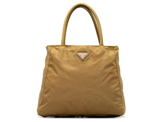 Prada Brown Tessuto Handbag Beige Nylon Cloth  ref.1284164