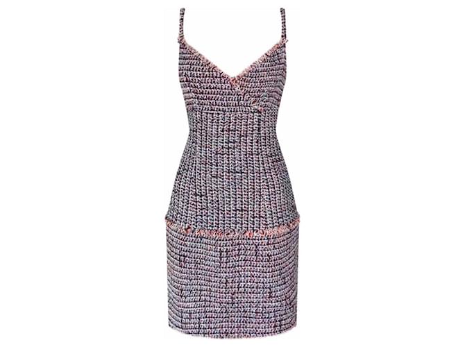 Chanel Charmante robe d'été en tweed à ruban Multicolore  ref.1284176