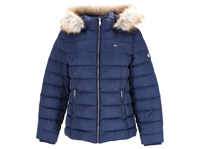 Tommy Hilfiger Womens Essential Down Filled Hooded Jacket Navy blue Polyester  ref.1284189