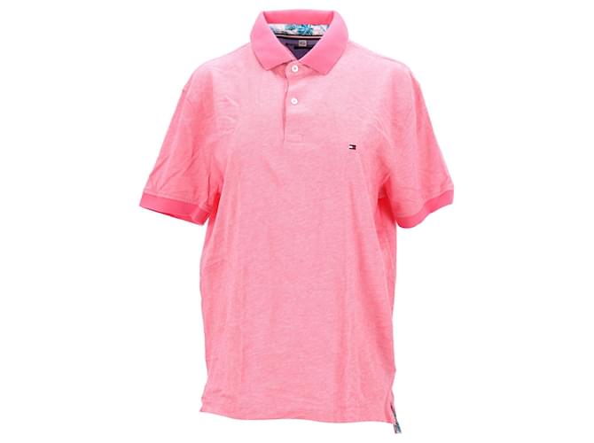 Tommy Hilfiger Camisa polo masculina com estampa tropical Rosa Algodão  ref.1284196