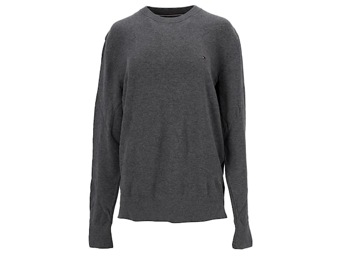 Tommy Hilfiger Mens Crew Neck Sweater Grey Cotton  ref.1284205