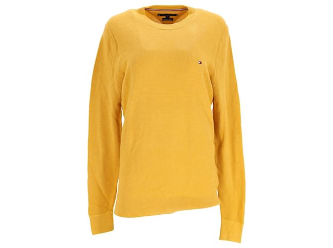 Tommy Hilfiger Suéter masculino de algodão com gola redonda Amarelo  ref.1284214
