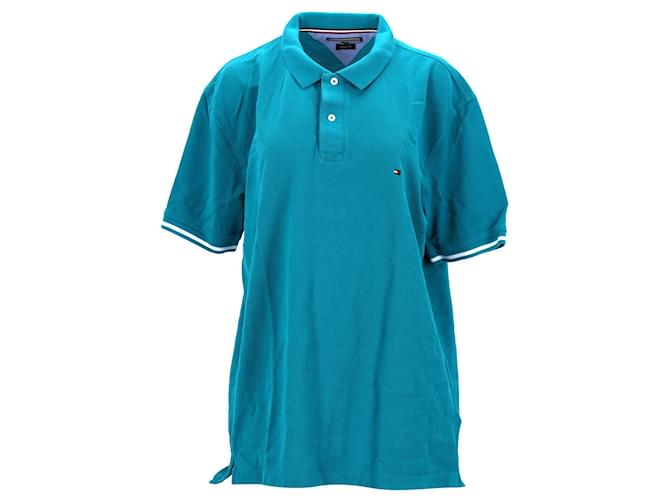 Tommy Hilfiger Camisa polo masculina slim fit com ponta Verde Algodão  ref.1284218