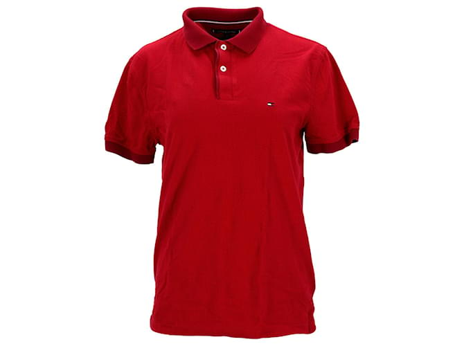 Tommy Hilfiger Mens Regular Fit Short Sleeve Polo Red Cotton  ref.1284224