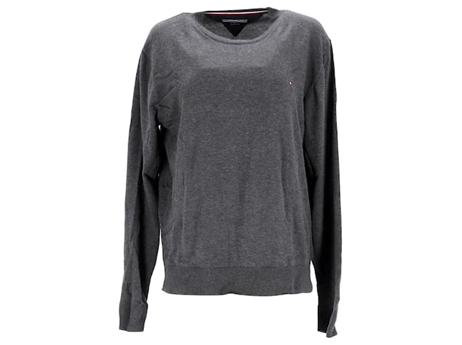 Tommy Hilfiger Camiseta masculina de manga comprida regular fit em algodão cinza  ref.1284226
