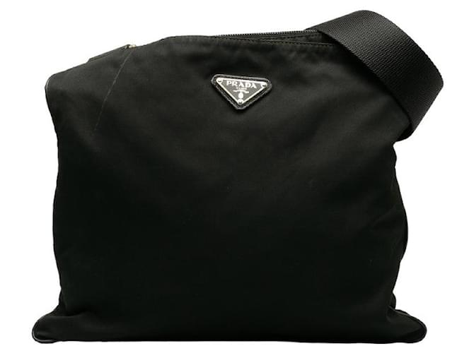 Bolsa de ombro de nylon Prada VA0053 em muito bom estado Preto Lona  ref.1284242