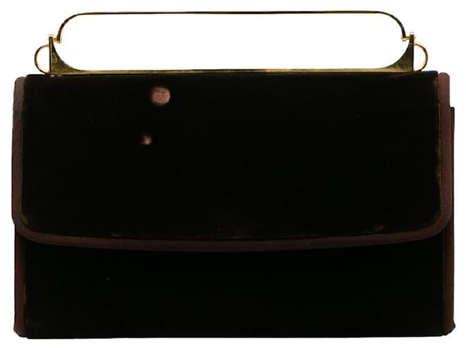 Gucci Bolsa com alça de metal de veludo vintage Lona  ref.1284249
