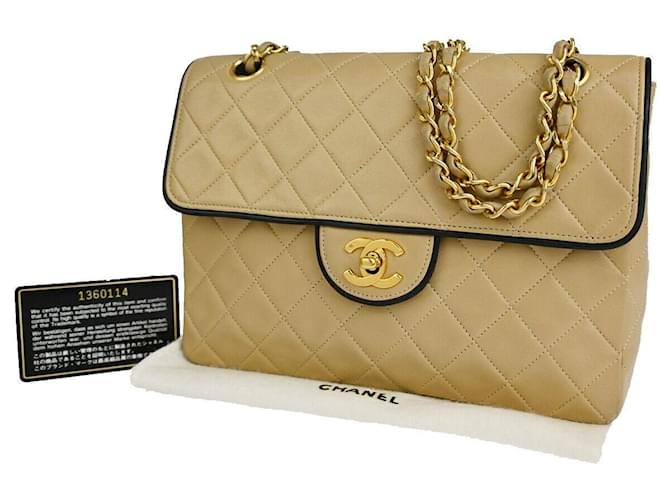 Classique Chanel Timeless Cuir Beige  ref.1284299
