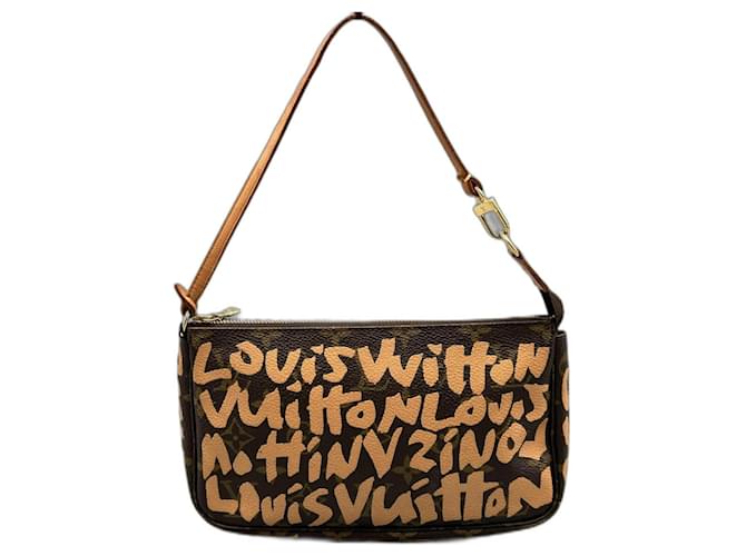 Louis Vuitton Monogram Graffiti Pochette Accessoires Handbag Brown Leather  ref.1284340