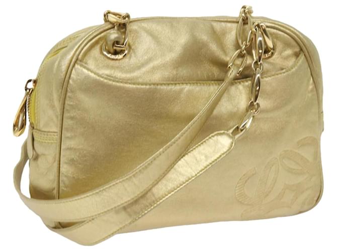 LOEWE Chain Shoulder Bag Leather Gold Tone Auth 67443  ref.1284349