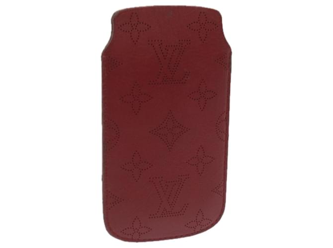 LOUIS VUITTON Monogram Mahina iPhone Case Leather Red LV Auth bs12325  ref.1284395