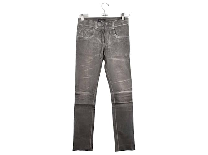 Jitrois Slim leather pants Grey  ref.1284425