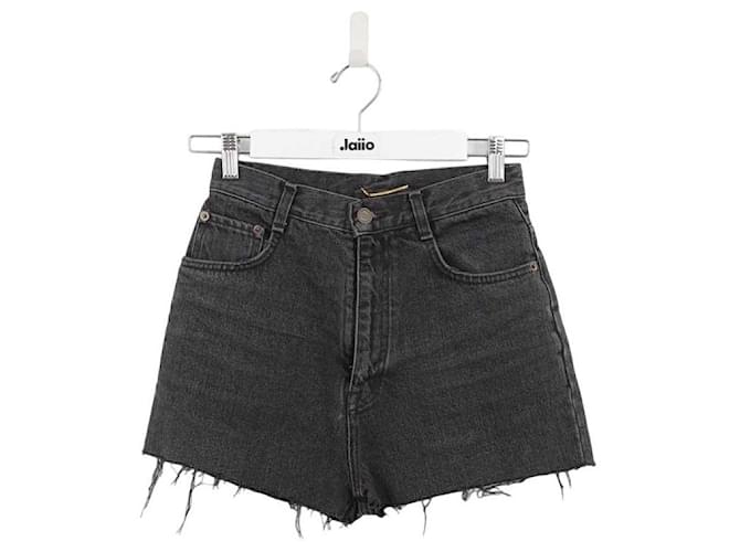 Saint Laurent High-waisted cotton mini shorts Black  ref.1284430