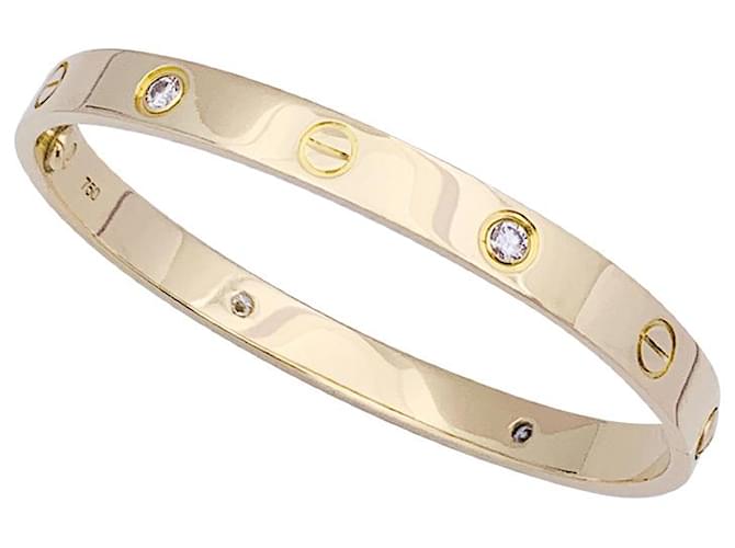 Bracelet Cartier ,"Love", or jaune, diamants. Or blanc  ref.1284440