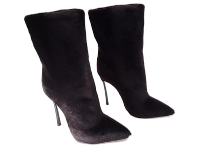 Casadei Ankle Boots Black Fur  ref.1284462