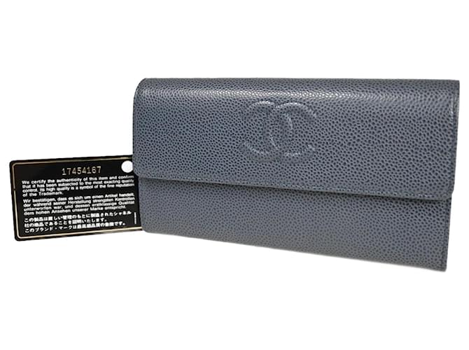 Timeless Chanel Logo CC Blue Leather  ref.1284480