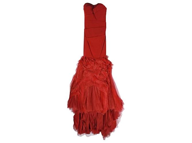 Vera Wang Vera Wang Bridal Kathleen Wedding Gown In Maroon Red Silk Patent leather Elastane  ref.1284536