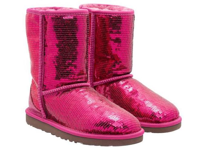 Ugg Sequinned Ugg Boots Pink Synthetic Wool  ref.1284539