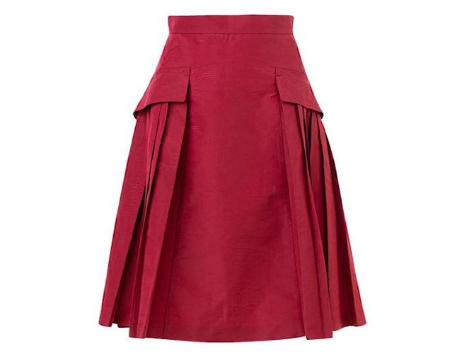 Prada Red Flared Pocket Skirt Silk Polyester  ref.1284548