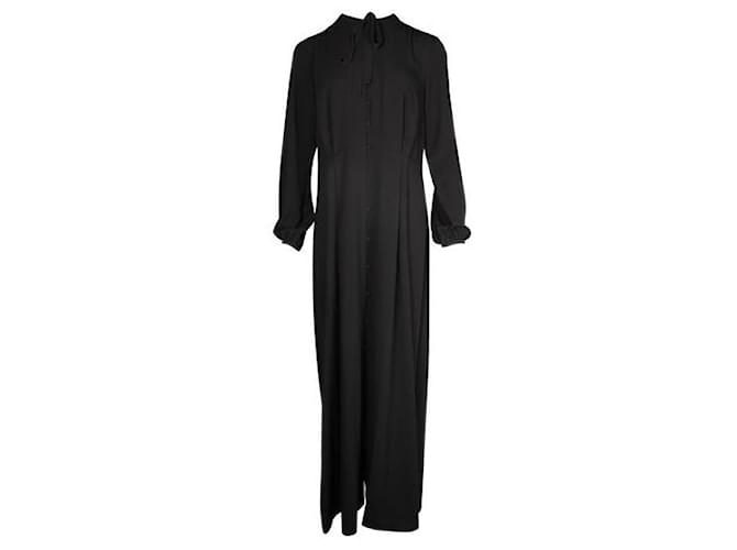 Michael Kors Robe longue noire à manches longues Polyester Elasthane  ref.1284568